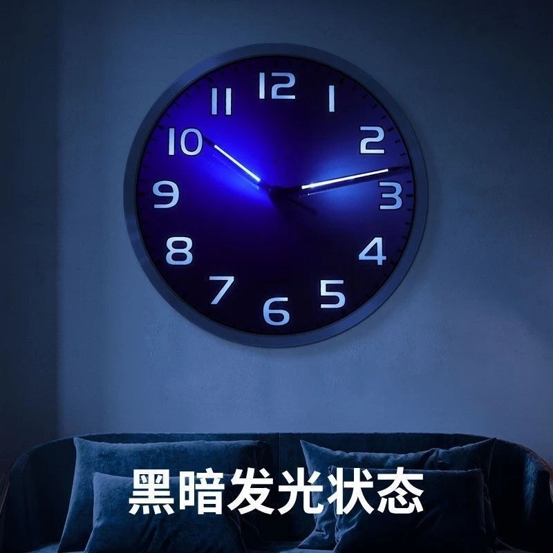 LED智能光控夜光壁钟表挂钟 客厅老人儿童房卧室长亮夜视静音时钟