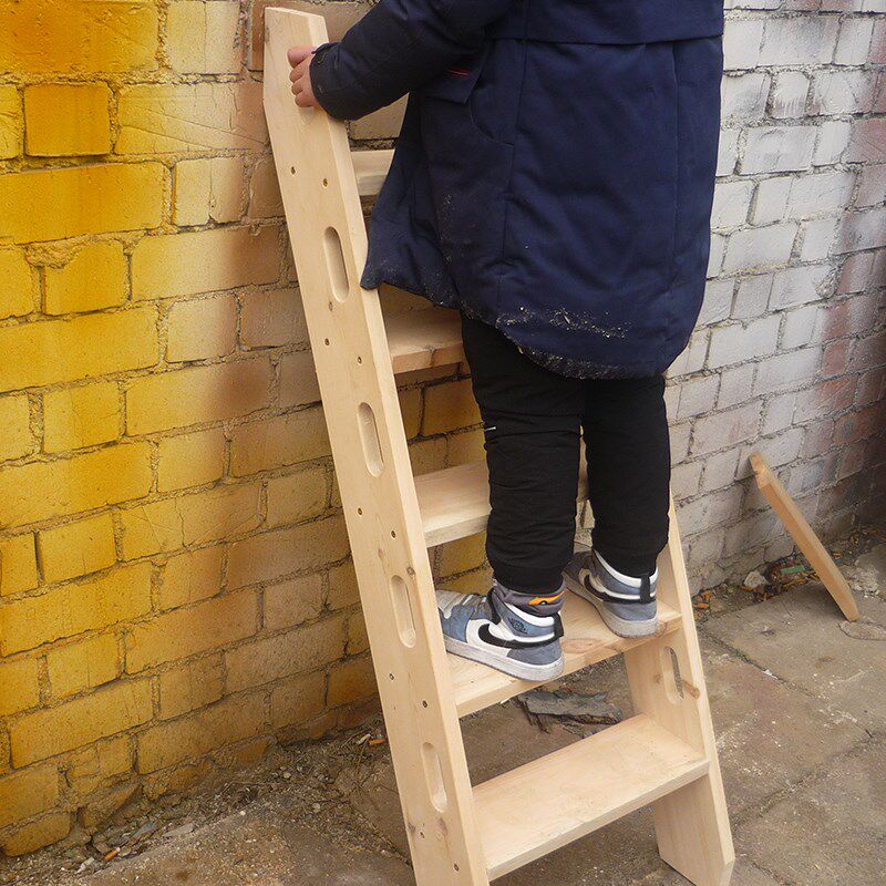 钢结构实木室内梯子榫卯实木阁楼直梯loft楼梯别墅复式登高楼定制