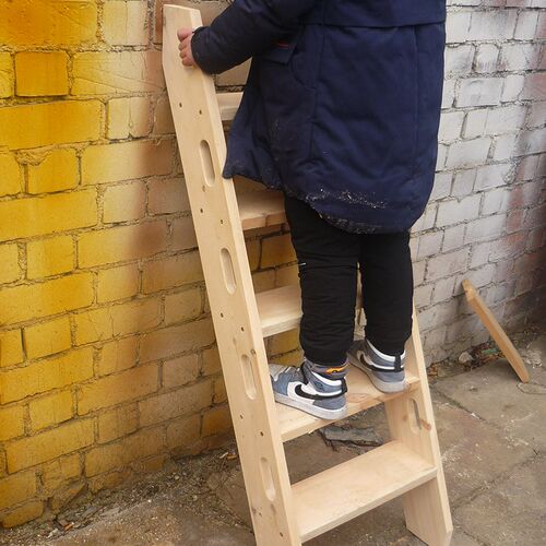 钢结构实木室内梯子榫卯实木阁楼直梯loft楼梯别墅复式登高楼定制