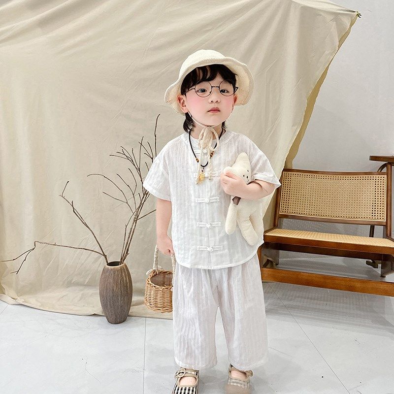 阿小轩满庭芳童装2025夏款男童汉服套装古风唐装儿童中国风生日装