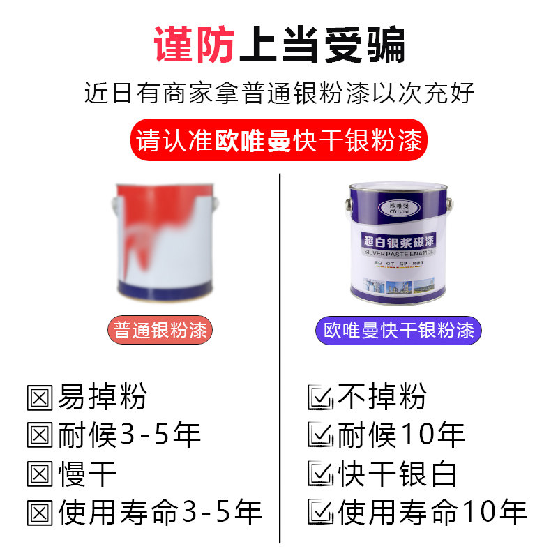 银粉漆金属栏杆翻新防锈漆阳台铁护栏户外防水银色油漆铁门专用漆