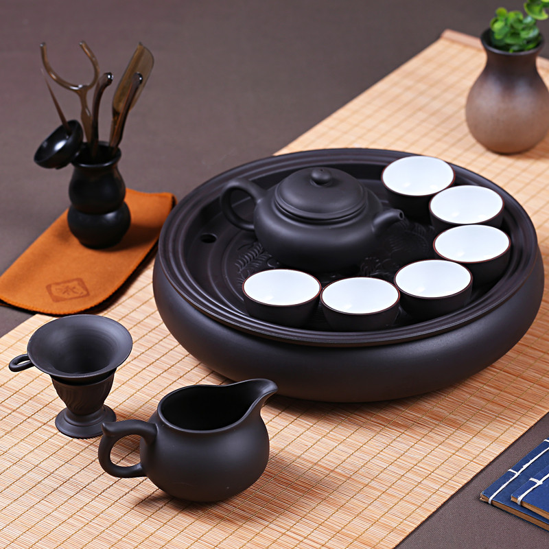 紫砂功夫茶具套装家用整套泡茶大号茶杯茶壶茶盘套装陶瓷简约中式