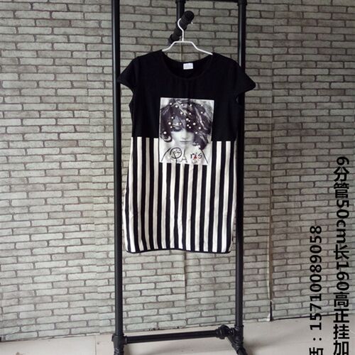 包邮复古服装店铁艺水管衣帽架服装展示架挂衣杆落地正挂侧挂壁挂