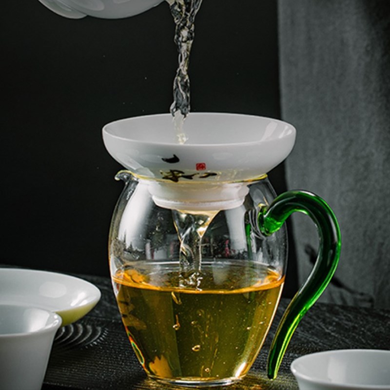 澜沧古茶和字茶具套组6人 德化白瓷盖碗+茶漏+品茗杯+公道杯茶器