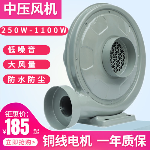 离心式中压风机220V鼓风机强力小型羽绒被充绒木工吸尘雕刻抽风机