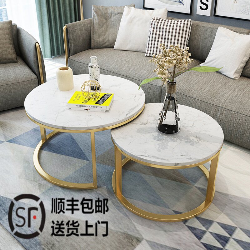 北欧圆形服装店展示桌鞋架包包大理石展示架中岛高低流水台组合