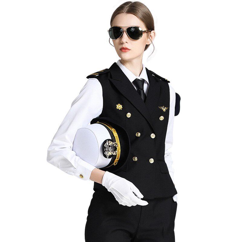 船长空少肩章制服马甲理发师ktv马夹背心酒吧服务员工作服海员服