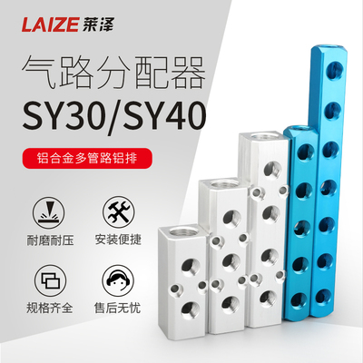 莱泽分气块多管路分气排SY气路分配器气管快速接头多通气排分流器