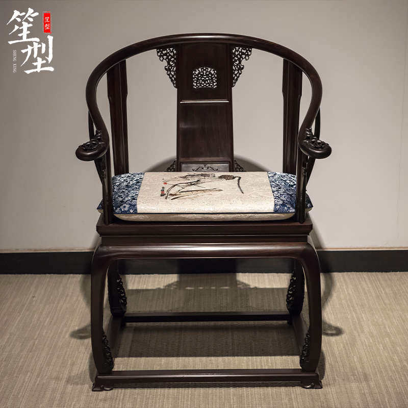 新中式椅垫红木沙发坐垫子餐椅椅家用海绵圈椅古典座垫加厚茶