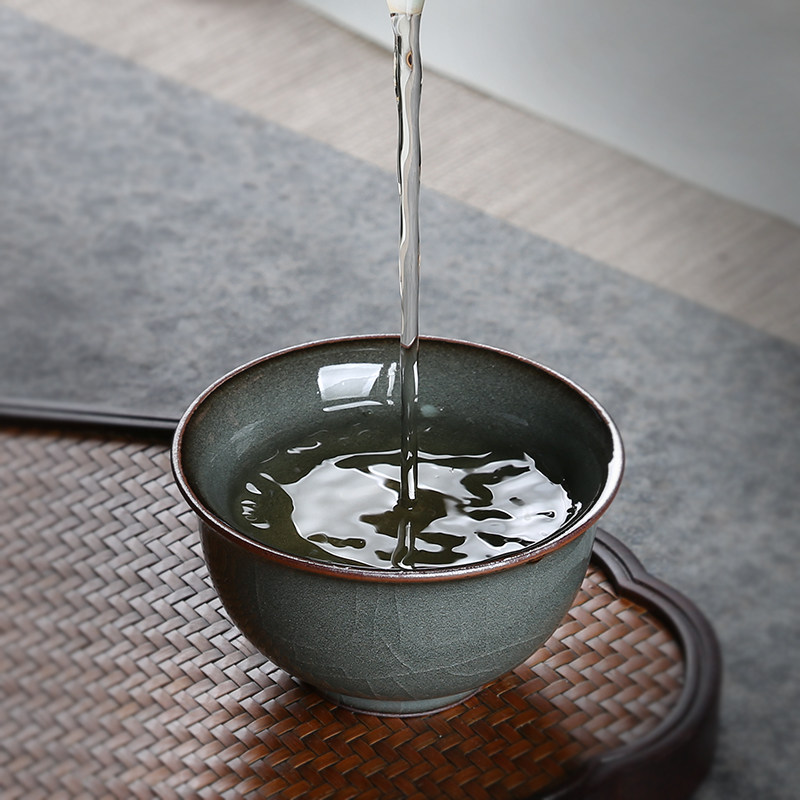 青瓷哥窑铁胎手工冰裂品茗杯主人杯陶瓷功夫茶具茶杯茶碗套装单杯