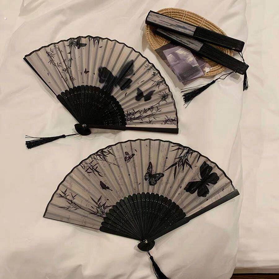 中式折叠扇子古风夏天汉服旗袍舞蹈扇随身便携拍照中国风蝴蝶折扇