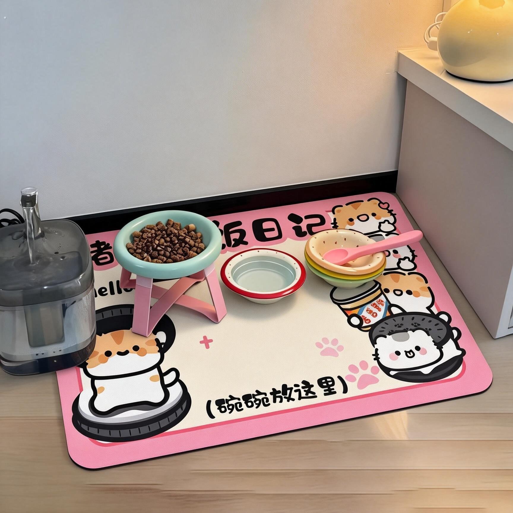 猫咪餐垫宠物地垫防溅防水防滑垫子猫狗碗垫猫食盆垫大号新款可爱