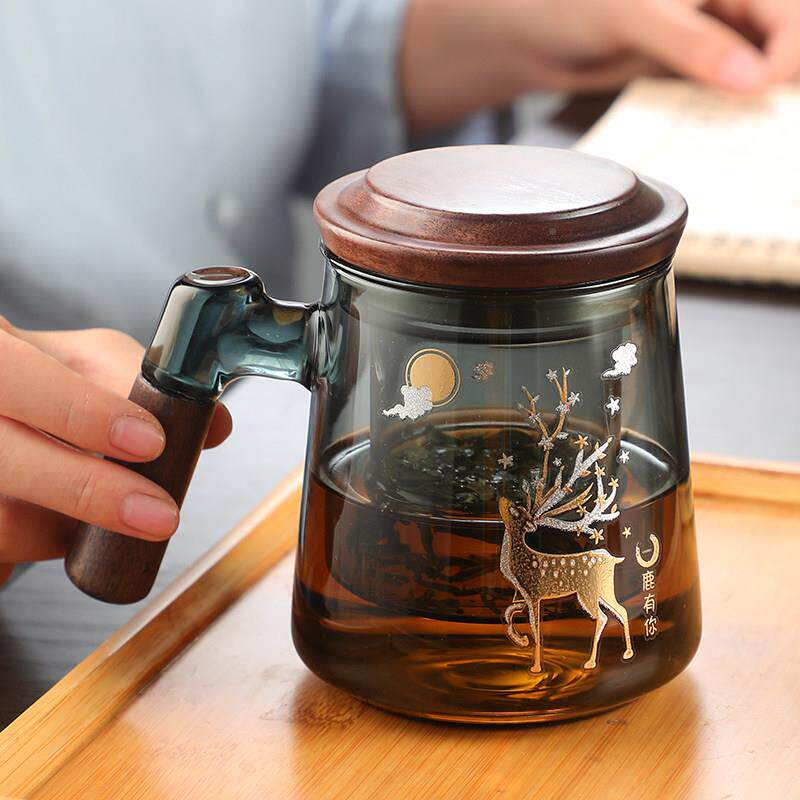 玻璃泡茶杯茶滤水分杯子RJH-CB01男士高档杯办公室日式离过喝茶水