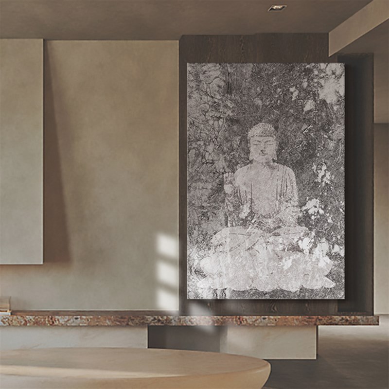 侘寂赤贫风意境佛像玄关客厅装饰画简约中式样板间配画抽象无框画