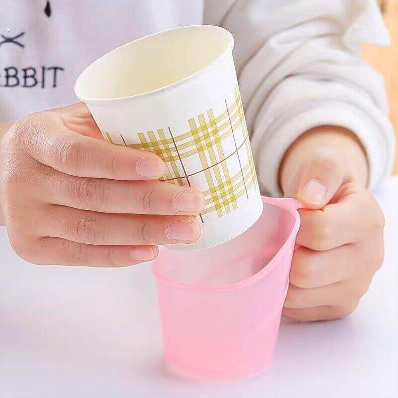 加厚透明杯托一次性杯子杯架隔热杯托架塑料纸杯套托防烫纸杯托