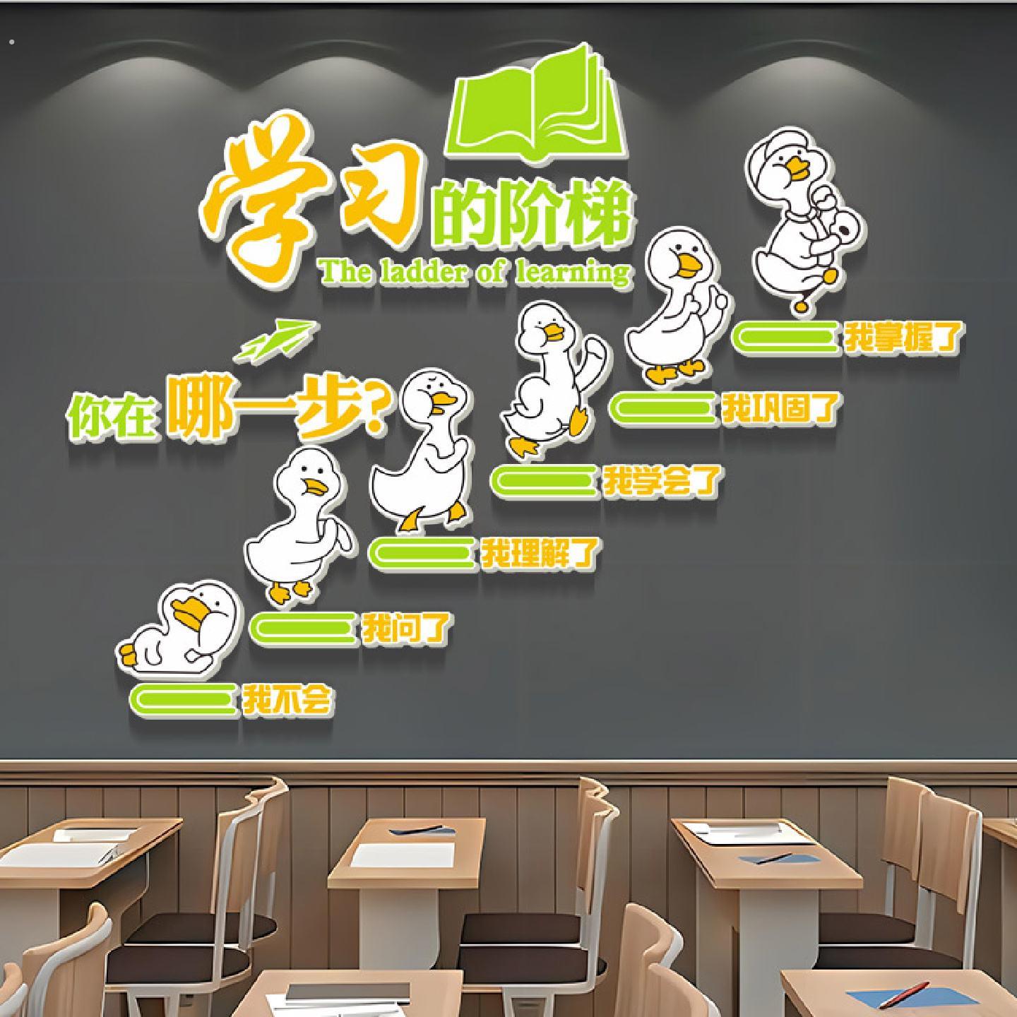 班级文化墙贴纸教室布置装饰培训机构托管班自习室开学黑板报励志