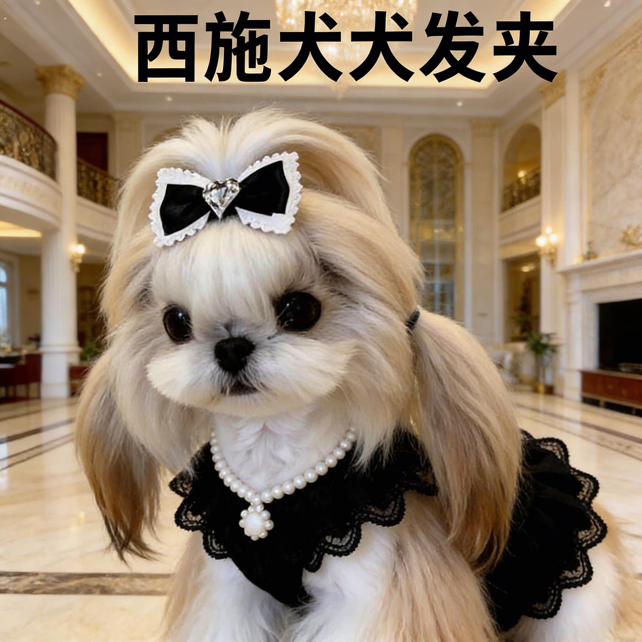 狗狗造型配饰西施犬专用头发发卡毛发夹子装扮蝴蝶结装饰宠物用品