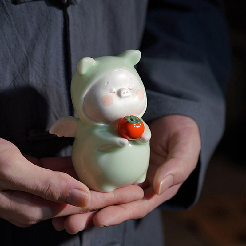 小猪诸事大吉陶瓷摆件可爱禅意招财家居饰品桌面工艺品生肖送礼物