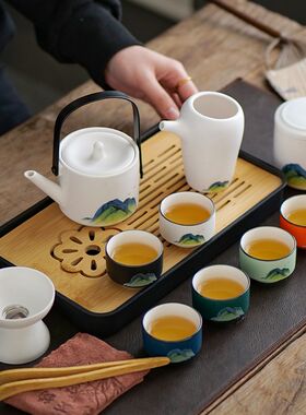 国风旅行茶具套装户外露营泡茶壶茶杯茶盘便携包公司尾牙团建礼品