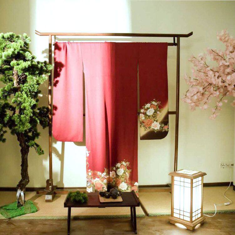 和服衣架日式衣杵衣纹专业展示架和服馆汉服馆大落地架黑色实木架