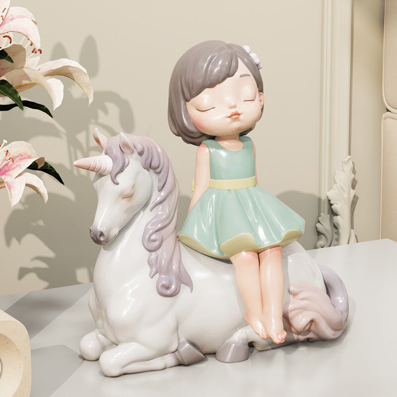 蓝色蜗牛勇敢的心少女雕塑艺术品装饰摆件创意礼物桌面展柜摆设