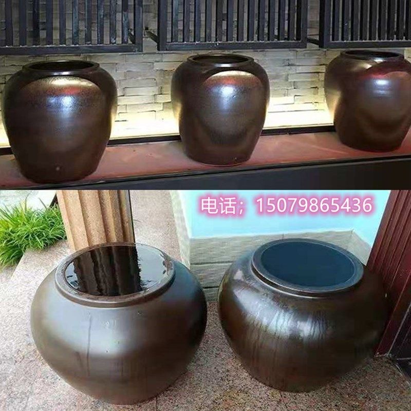 景观陶瓷罐复古中式大小号水缸插干燥花瓶客厅庭院花盆软装饰品摆