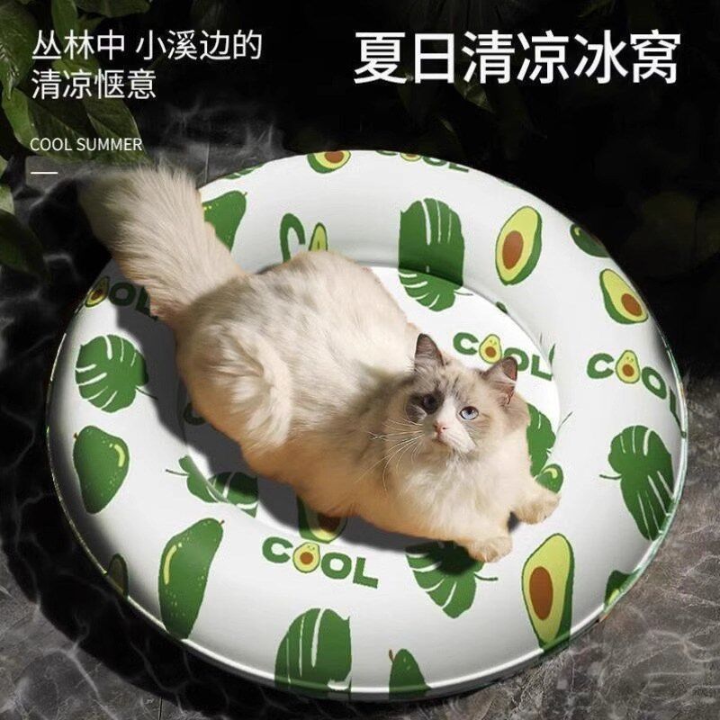 狗狗圆形冰垫夏季降温猫咪冰窝猫窝狗窝睡垫凉席小型犬垫子宠物用