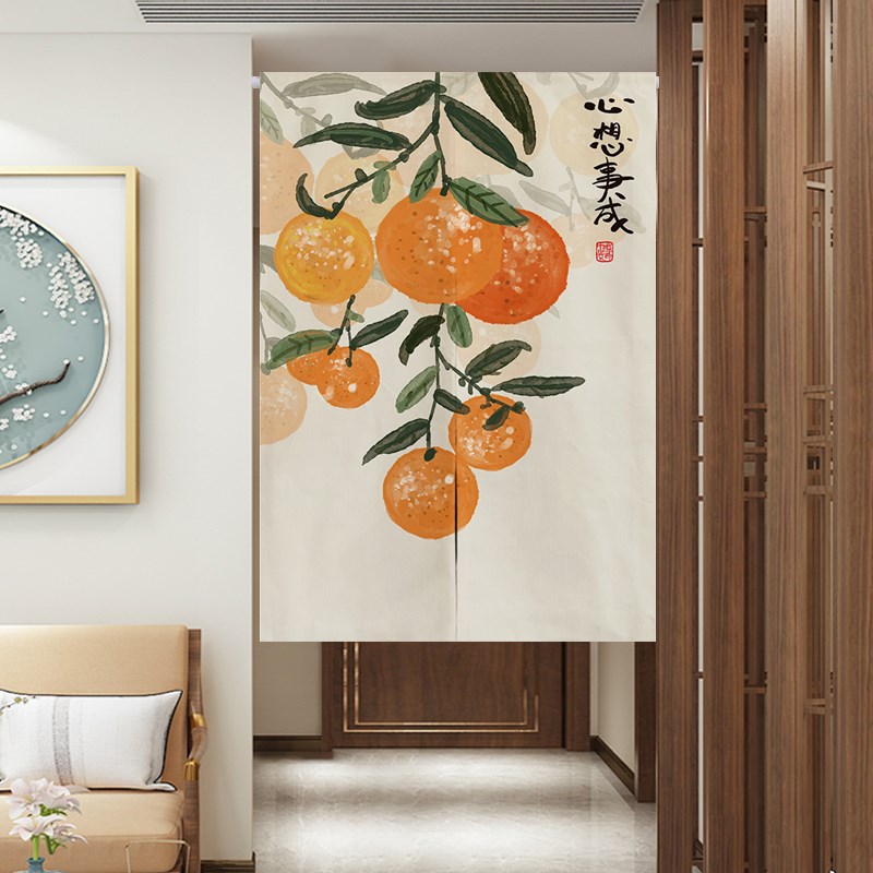 中式门帘隔断帘卧室半帘房间厕所对门化解入户入户布帘子挂帘定制图片