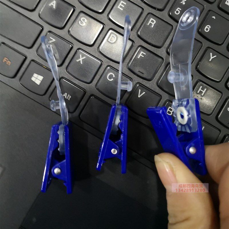 普雅证件卡夹子软扣塑料透明卡套夹厂牌夹工作证挂牌胸牌夹蓝色