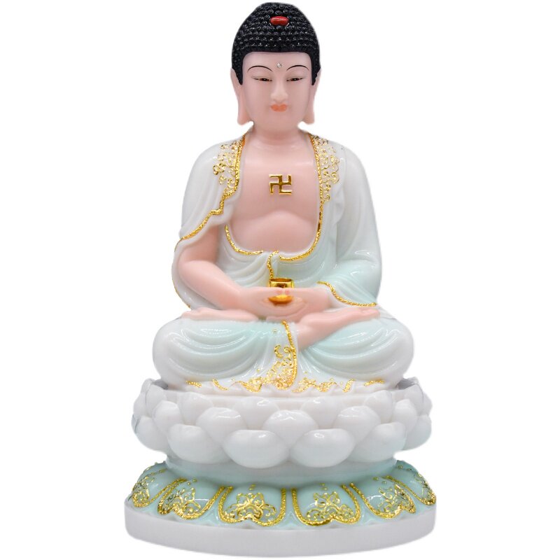 娑婆三圣神像释迦摩尼佛地藏王菩萨观音大士家用玉石合成桌面摆件