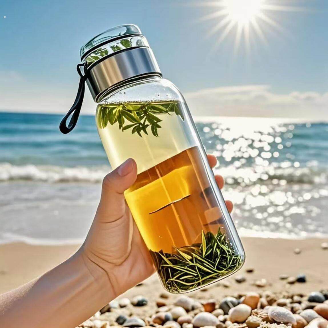 德国高硼硅玻璃水杯大容量吨吨桶水壶防摔耐高温墩墩茶水分离泡茶