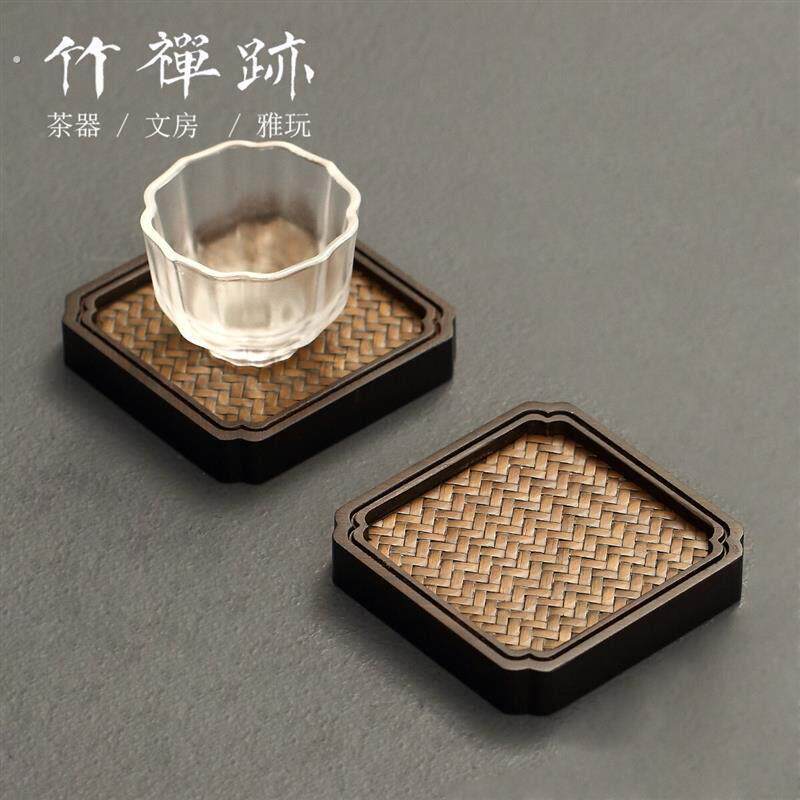 竹禅迹茶道杯垫 手工茶杯垫子竹制六杯托壶垫功夫茶具零配件