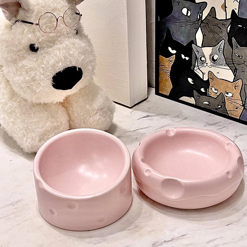 宠物碗高颜值可爱陶瓷猫碗斜口护颈小狗饭碗水碗一对猫咪食碗双碗
