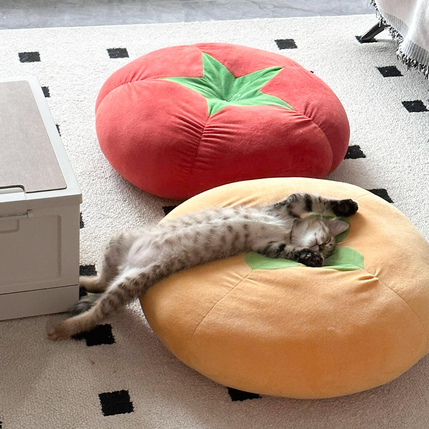西红柿猫窝猫咪沙发圆形睡垫加厚布偶猫趴趴垫小型犬泰迪宠物睡垫
