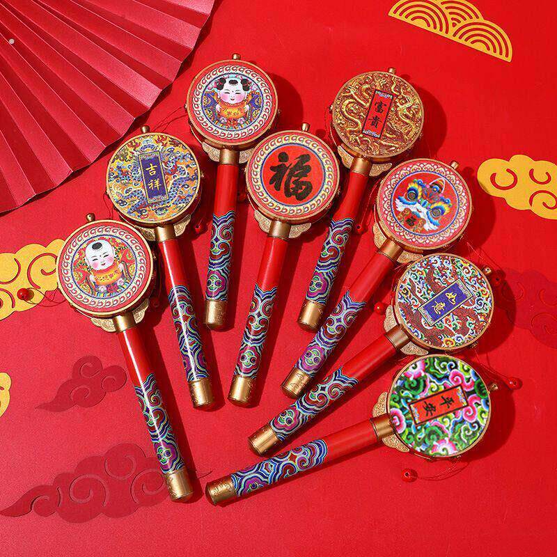 波浪鼓婴儿拨浪鼓婴儿中国风可啃咬手摇拨浪鼓宝宝传统老式新生儿