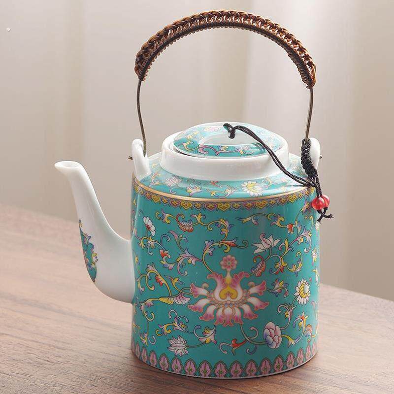 提梁壶把手陶瓷泡茶茶壶办公老茶餐厅会客杯具滤水养生大茶壶茶水