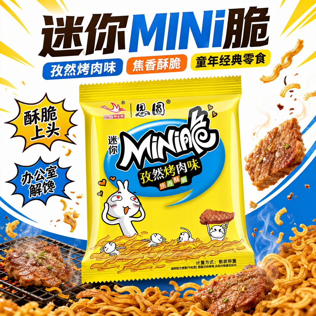 思圆方便面孜然烤肉味迷你方便面干脆面儿童经典夜宵速食袋装