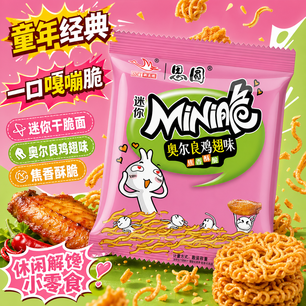 思圆方便面奥尔良鸡翅味迷你方便面干脆面儿童经典夜宵速食袋装