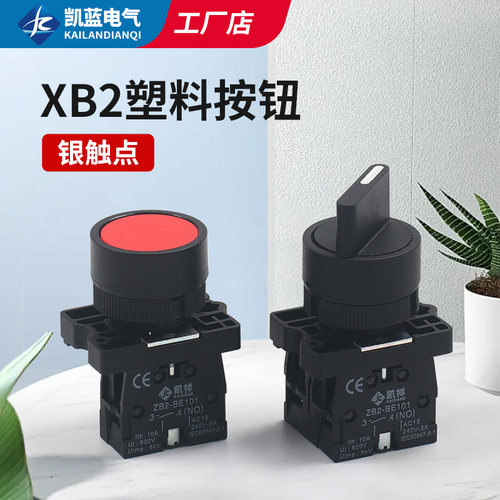 自复位平头启动电源按钮开关 XB2-EA42/31/25/33旋钮带自锁二档