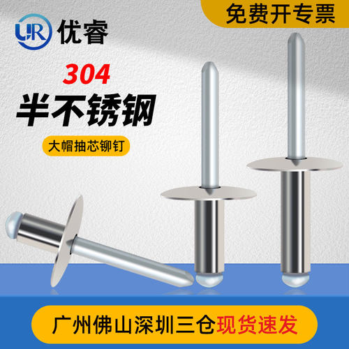 大帽沿半不锈钢拉钉大帽抽芯铆钉大扁头铆钉304大帽叶拉铆钉