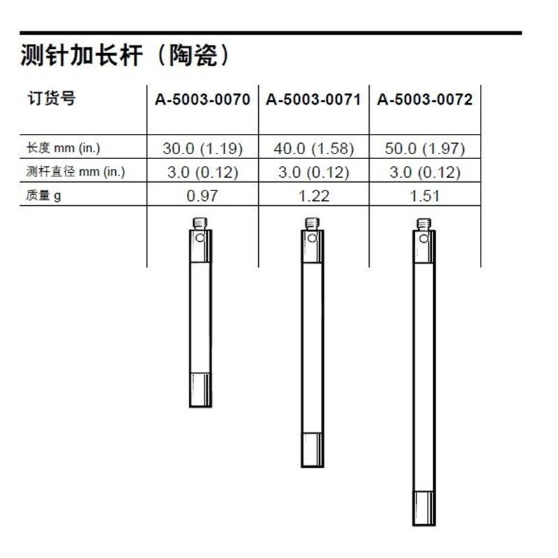 雷尼绍A-5003-0072 三坐标陶瓷加长杆国产代用 M250长延长杆