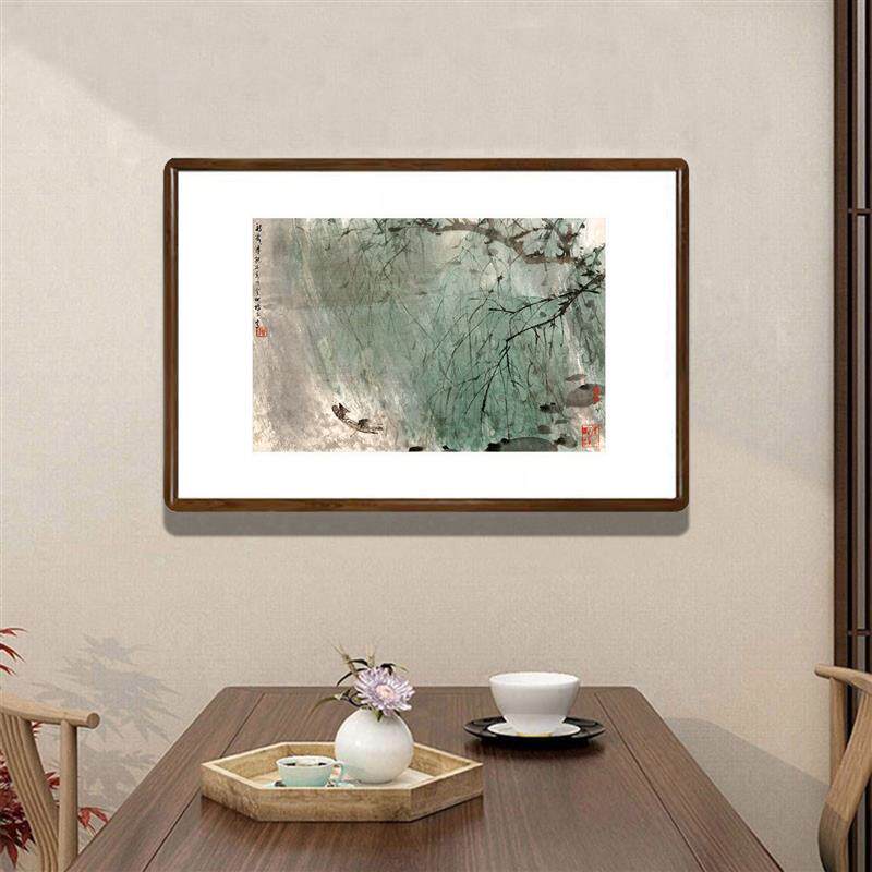 傅抱石山水画风雨归舟图新中式客厅玄关装饰画办公室国画书房壁画