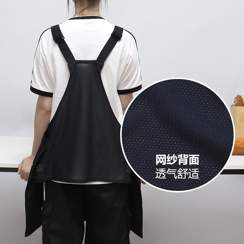 日式美甲女时尚防水帆布围裙咖啡师餐饮马甲式罩衣工作服定制logo