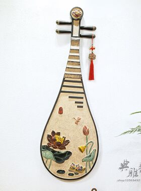 古色古香玄关画装饰艺术浮雕墙饰酒店3D立体简约无框画琵琶壁饰钟