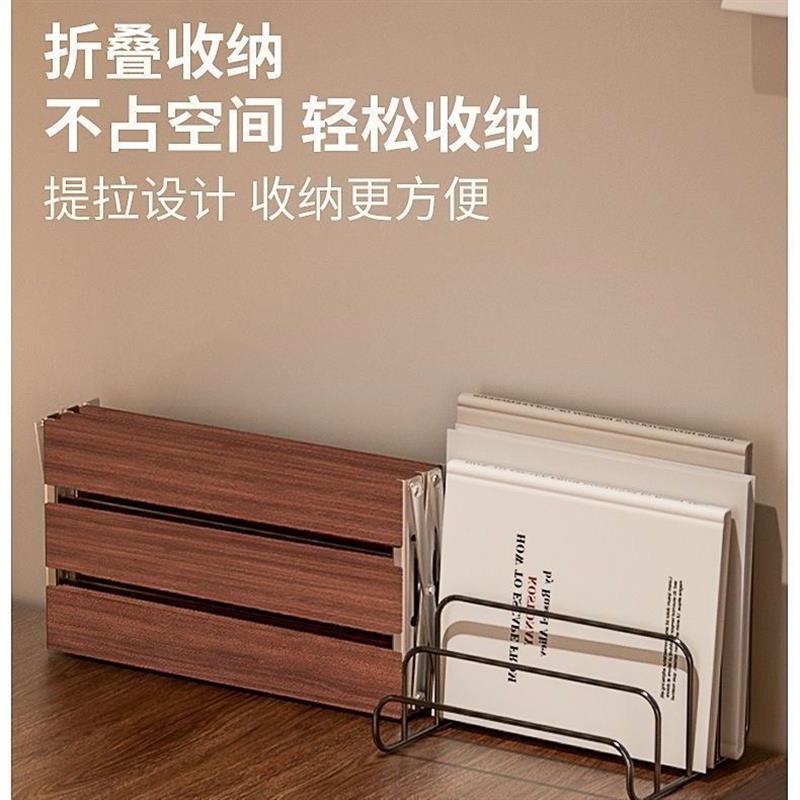 桌面置物架折叠户外露营桌上收纳架杯架书架实木放置架免安装图片