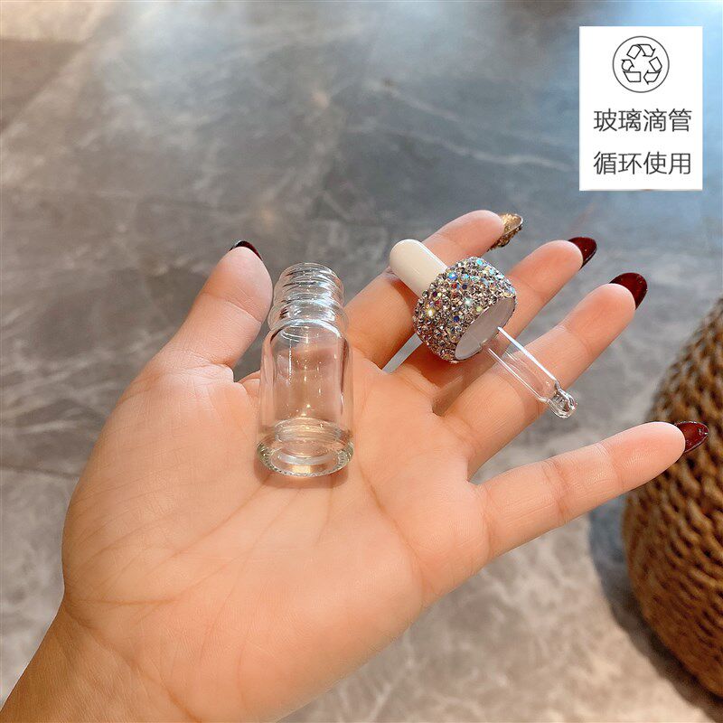 奢华镶钻透明玻璃滴管化妆品分装瓶精华液分装空瓶子旅行迷你便携