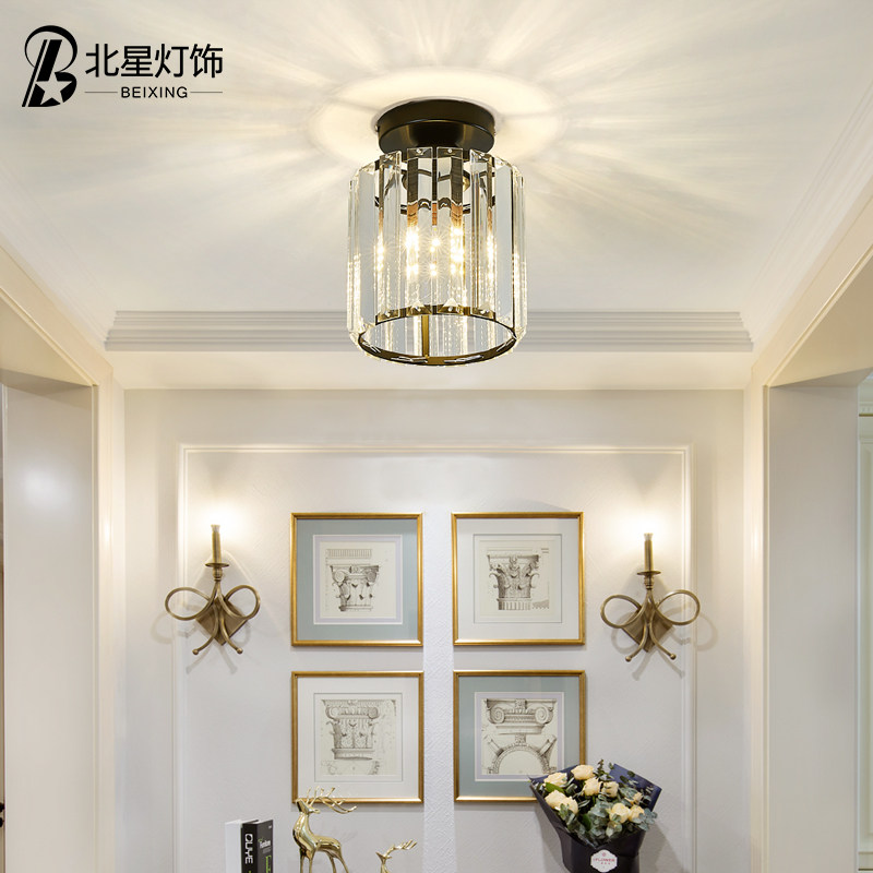 美式走廊过道灯阳台入户玄关衣帽间水晶吸顶灯创意个性灯具