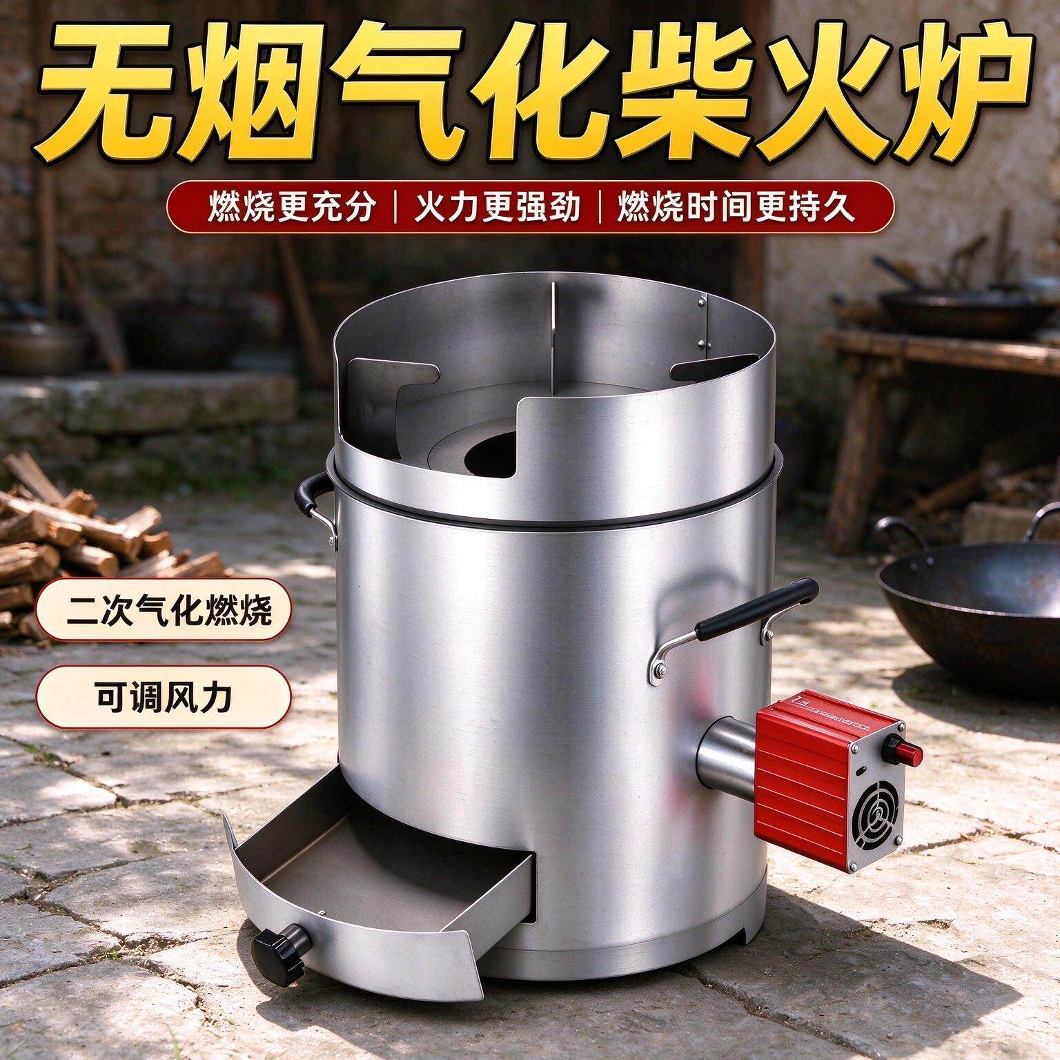 户外无汽化炉灶化柴火炉柴火农村家用庭院烧烤炉室内OQZ气炒菜烟
