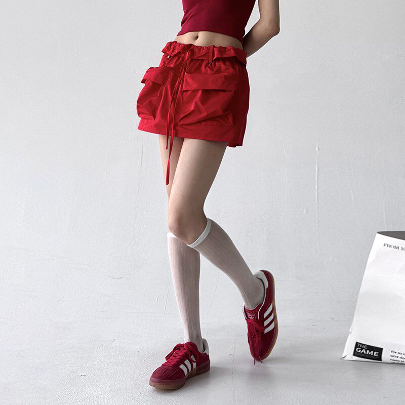 a字半身裙女2025夏季新款新款超火包臀裙子时尚高腰裙裤红色短裙