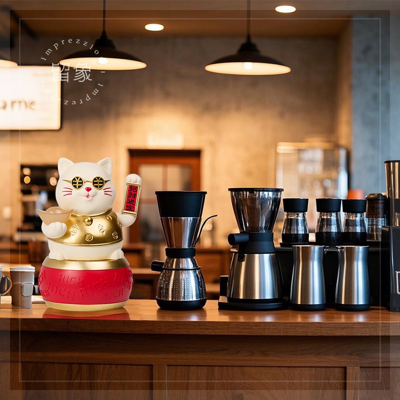 留象招财猫摆件电动摇臂大号店面前台装饰乔迁礼品收银台发财猫
